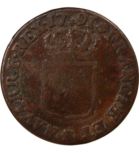 LOUIS XVI - SOL A L'ECU 1791 B ROUEN