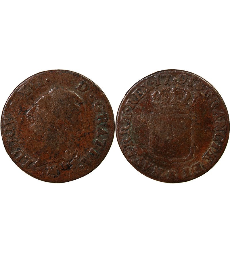 LOUIS XVI - SOL A L'ECU 1791 B ROUEN