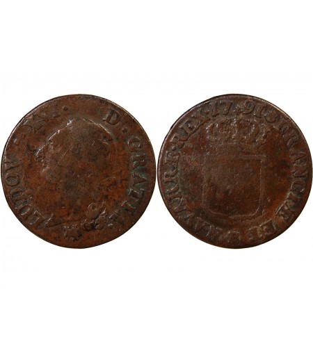 LOUIS XVI - SOL A L'ECU 1791 B ROUEN