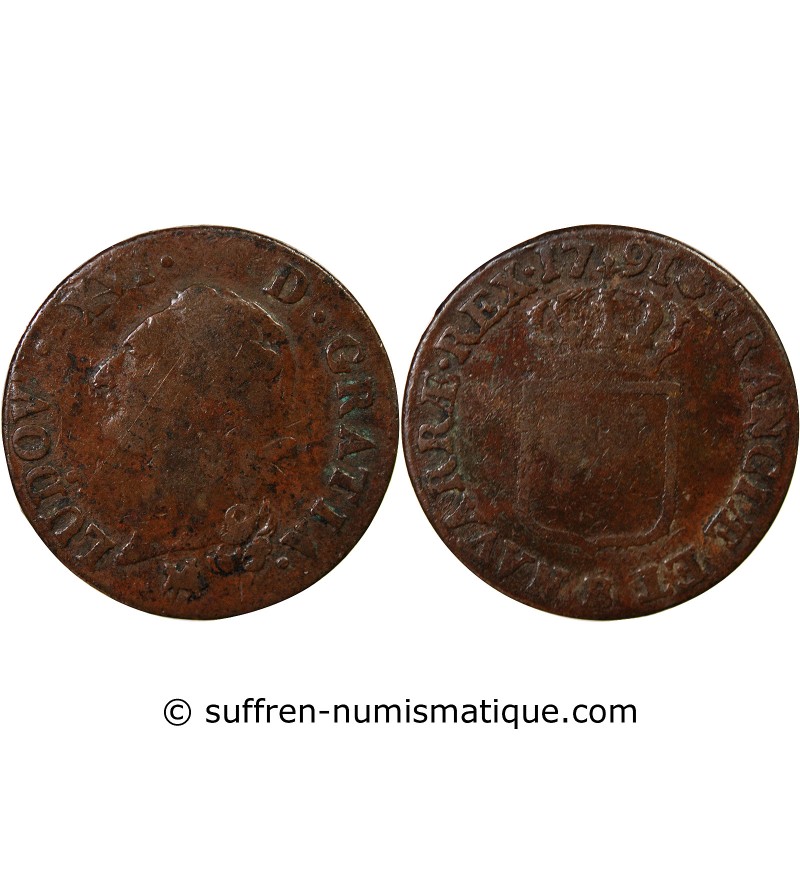 LOUIS XVI - SOL A L'ECU 1791 B ROUEN