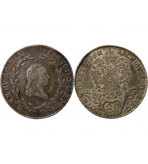 AUTRICHE, FRANÇOIS II - 20 KREUZER ARGENT 1796 B KREMNITZ 2