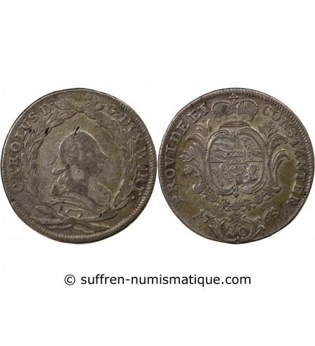 ALLEMAGNE, WURTEMBERG, CHARLES II EUGENE - 20 KREUZER ARGENT 1765