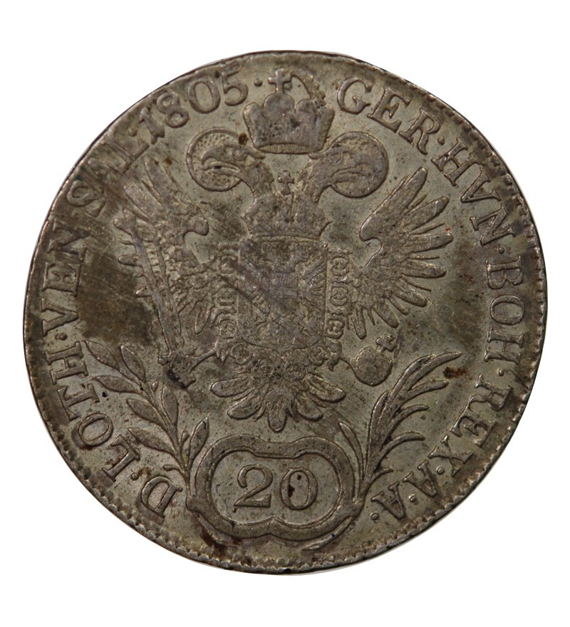 AUTRICHE, FRANÇOIS II - 20 KREUZER ARGENT 1805 B KREMNITZ
