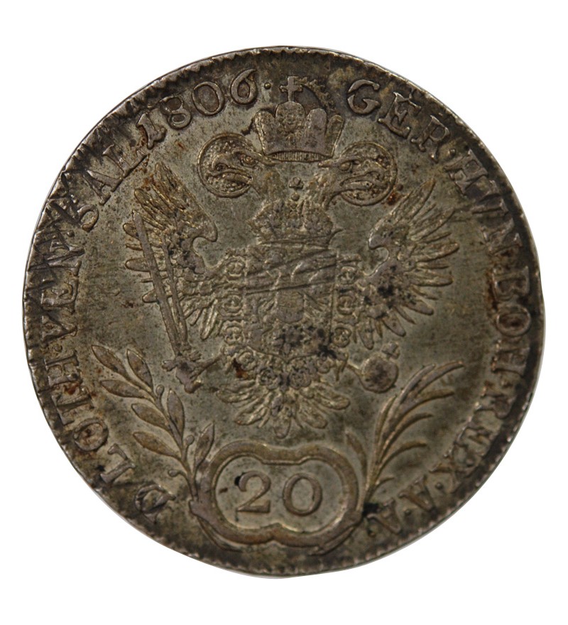 AUTRICHE, FRANÇOIS II - 20 KREUZER ARGENT 1806 A VIENNE