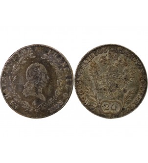 AUTRICHE, FRANÇOIS II - 20 KREUZER ARGENT 1806 A VIENNE 2