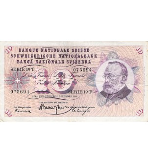 SUISSE, GOTTFRIED KELLER - 10 FRANCS 22/12/1960 - TB+