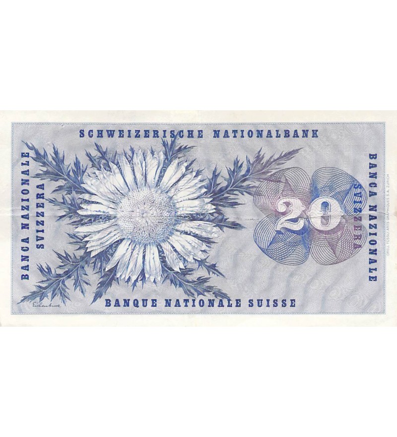 SUISSE, GENERAL DUFOUR - 20 FRANCS 01/07/1954 - TTB