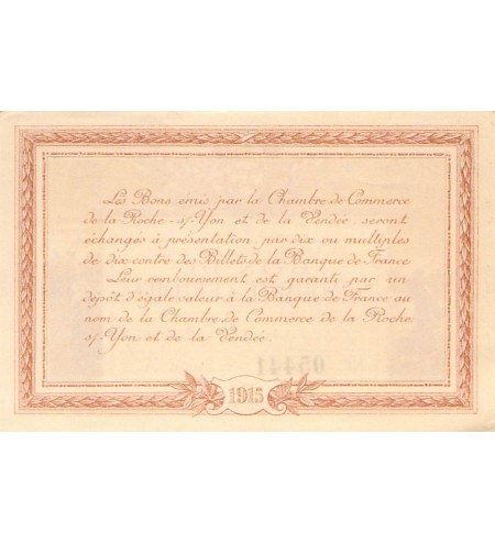 CHAMBRE DE COMMERCE DE LA ROCHE-SUR-YON ET VENDÉE - 50 CENTIMES 1915 - SPL