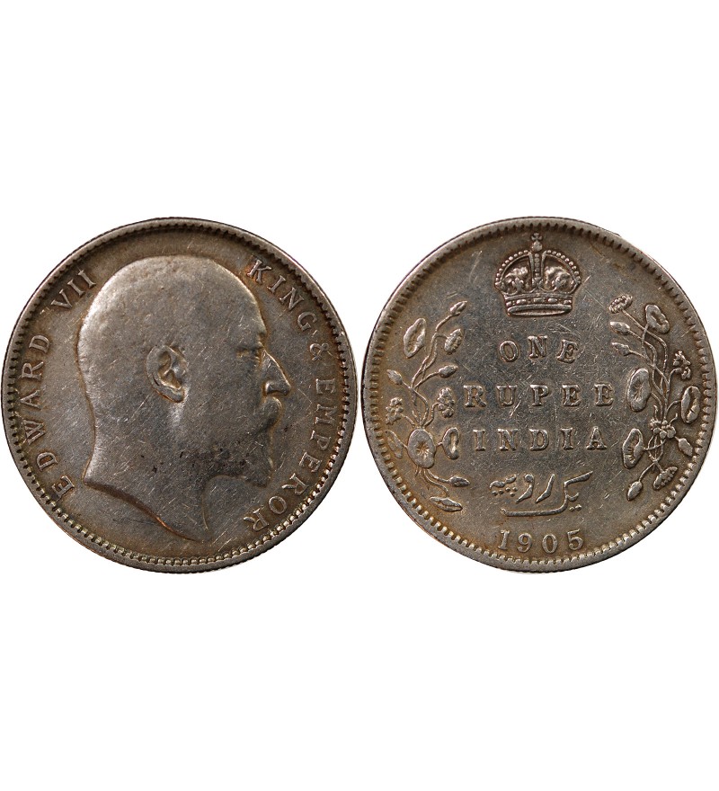 INDE, EDOUARD VII - RUPEE ARGENT 1905
