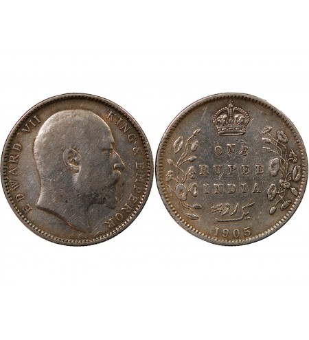 INDE, EDOUARD VII - RUPEE ARGENT 1905