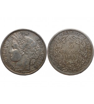 5 FRANCS CERES 1849 BB STRASBOURG 2