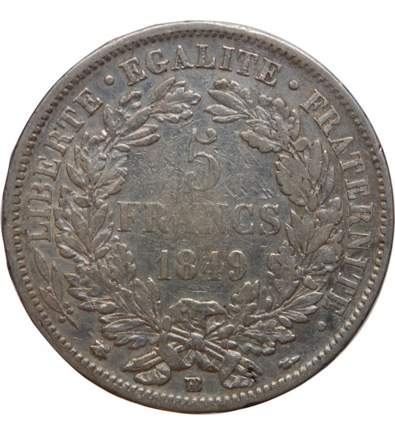 5 FRANCS CERES 1849 BB STRASBOURG