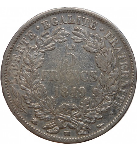 5 FRANCS CERES 1849 BB STRASBOURG