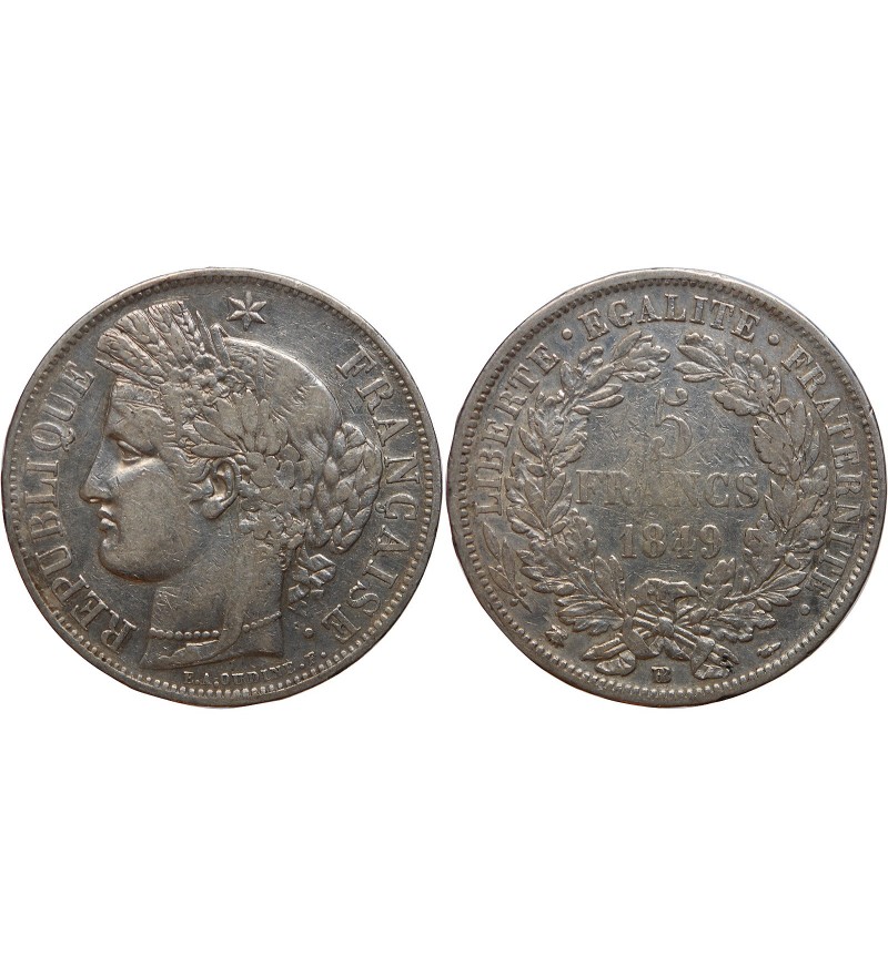 5 FRANCS CERES 1849 BB STRASBOURG