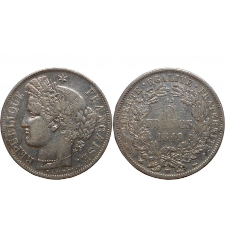 5 FRANCS CERES 1849 BB STRASBOURG