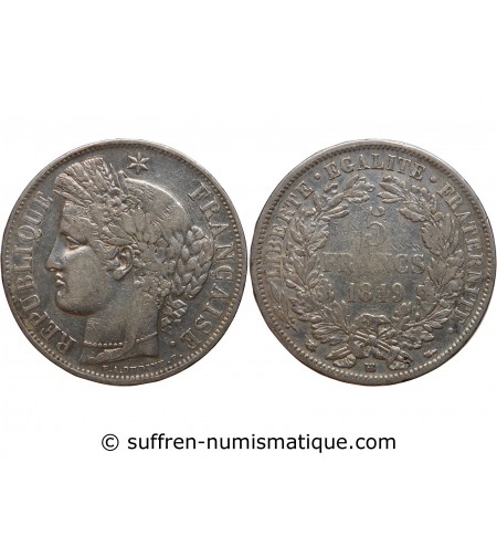 5 FRANCS CERES 1849 BB STRASBOURG