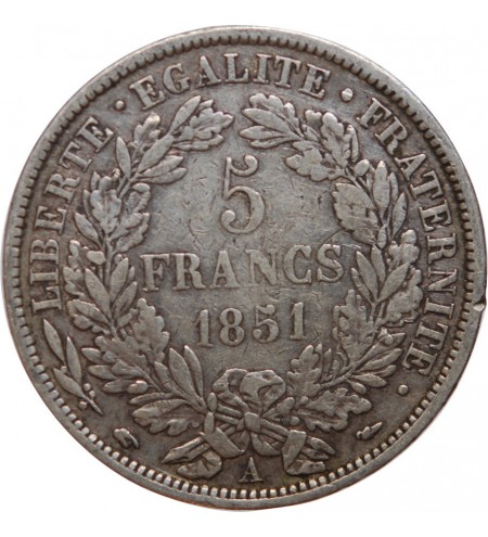5 FRANCS CERES 1851 A PARIS