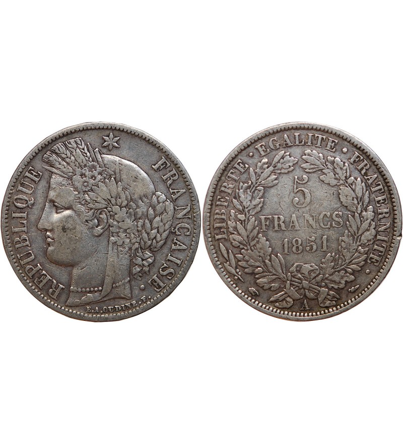 5 FRANCS CERES 1851 A PARIS