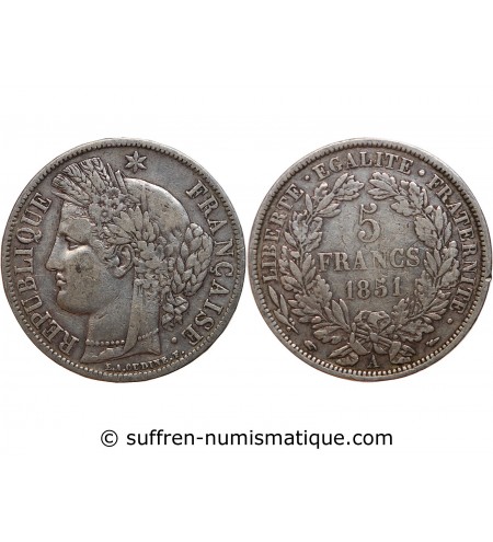 5 FRANCS CERES 1851 A PARIS