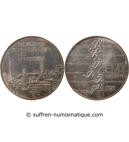 FINLANDE - 10 MARKKAA ARGENT 1971 - JEUX OLYMPIQUES D'HELSINKI
