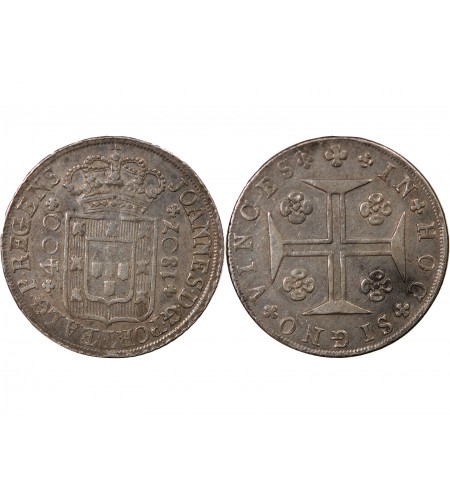 PORTUGAL, JEAN PRINCE REGENT - CRUZADO NOVO ARGENT 1807