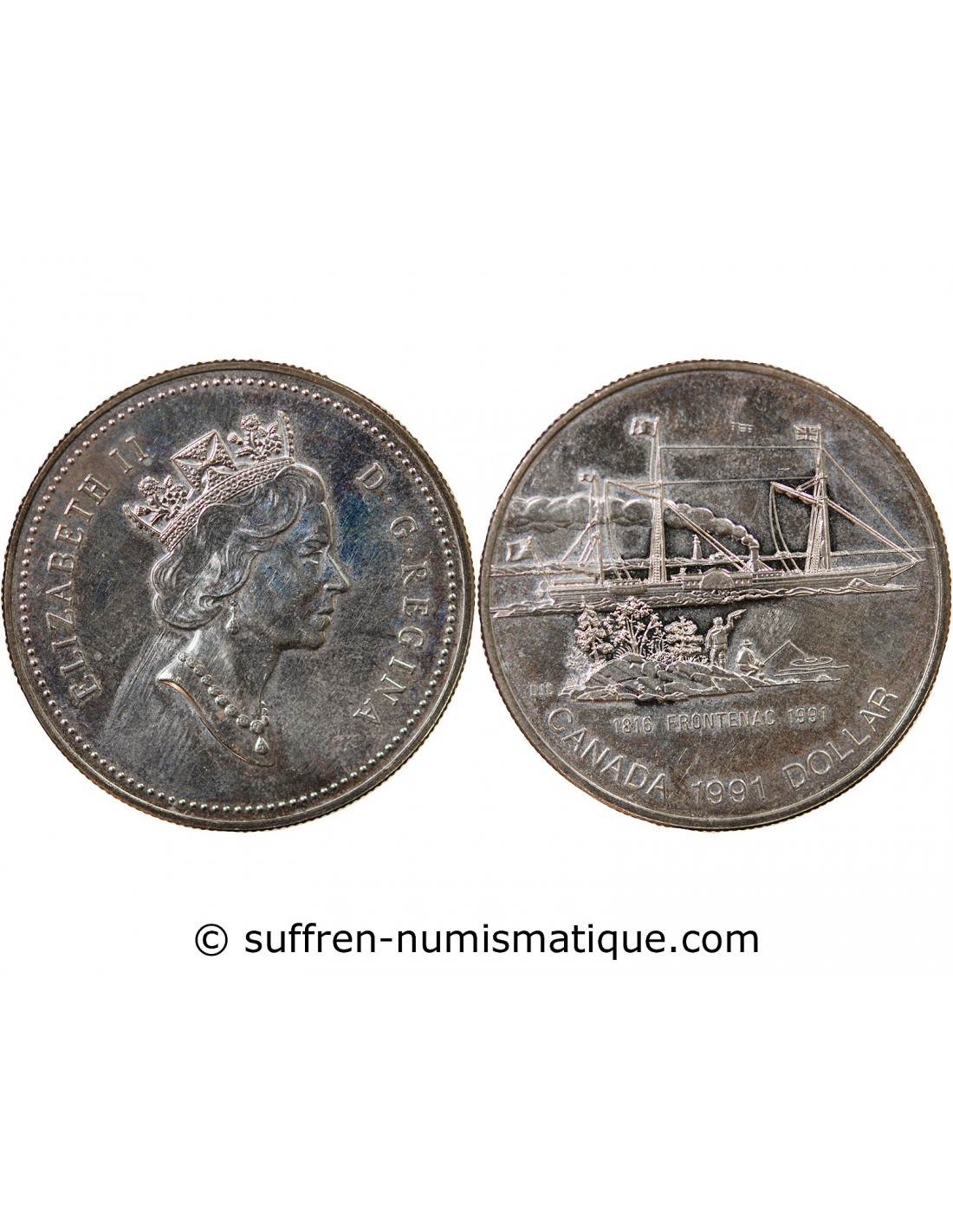 CANADA DOLLAR ARGENT 1991 S.S. FRONTENAC, Argent, Suffren