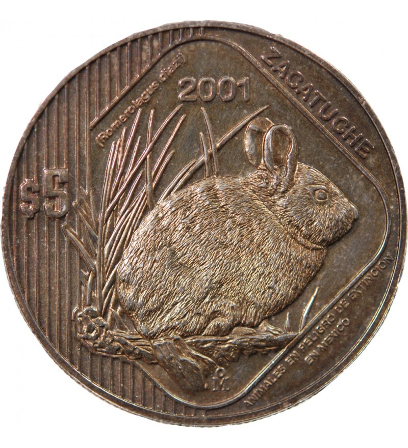 MEXIQUE, ZACATUCHE - 5 PESOS ARGENT 2001 Mo MEXICO