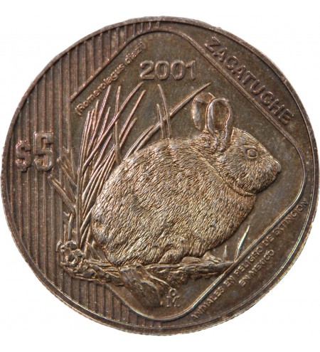 MEXIQUE, ZACATUCHE - 5 PESOS ARGENT 2001 Mo MEXICO