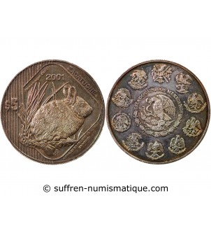 MEXIQUE, ZACATUCHE - 5 PESOS ARGENT 2001 Mo MEXICO