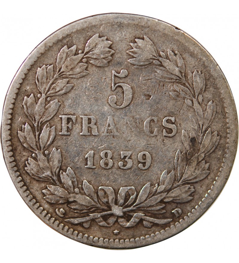 LOUIS PHILIPPE﻿- 5 FRANCS 1839 D LYON "Arche de Noé"