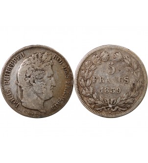 LOUIS PHILIPPE﻿- 5 FRANCS 1839 D LYON "Arche de Noé" 2