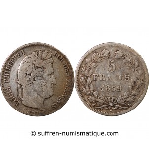 LOUIS PHILIPPE﻿- 5 FRANCS 1839 D LYON "Arche de Noé"