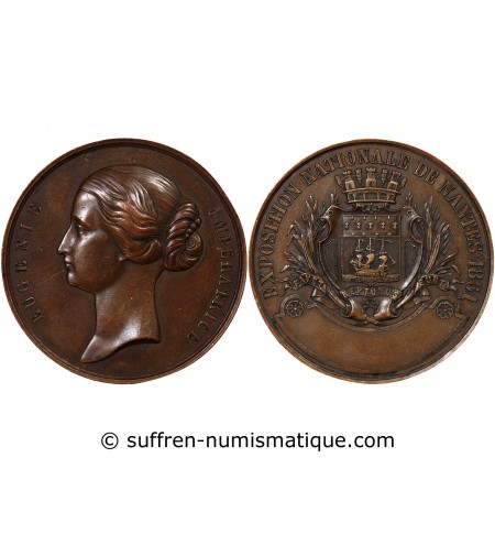 EUGÉNIE, EXPOSITION NATIONALE DE NANTES - MÉDAILLE CUIVRE 1861