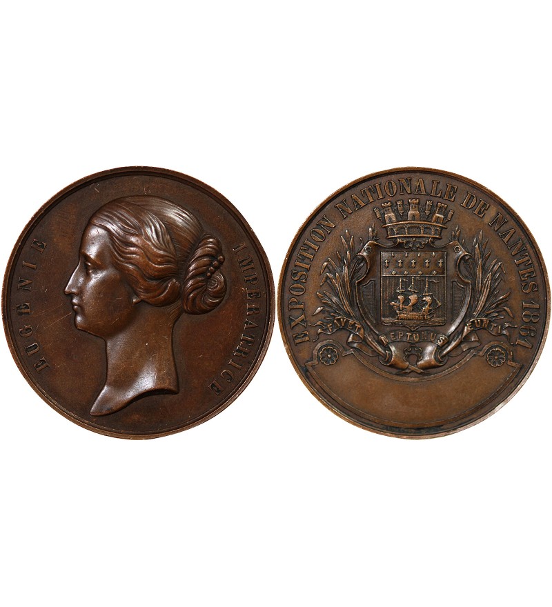 EUGÉNIE, EXPOSITION NATIONALE DE NANTES - MÉDAILLE CUIVRE 1861