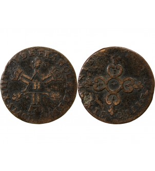 LOUIS XIV﻿ - 6 DENIERS DITS "DARDENNE" 1710 H LA ROCHELLE 2