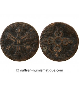 LOUIS XIV﻿ - 6 DENIERS DITS "DARDENNE" 1710 H LA ROCHELLE