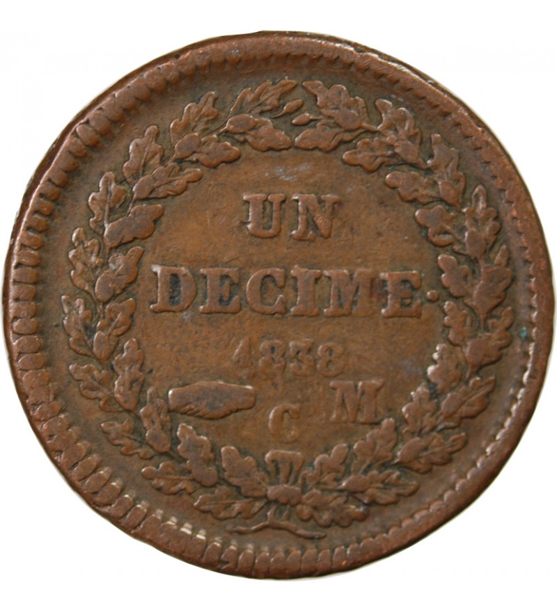 MONACO, HONORÉ V - DÉCIME 1838 MC