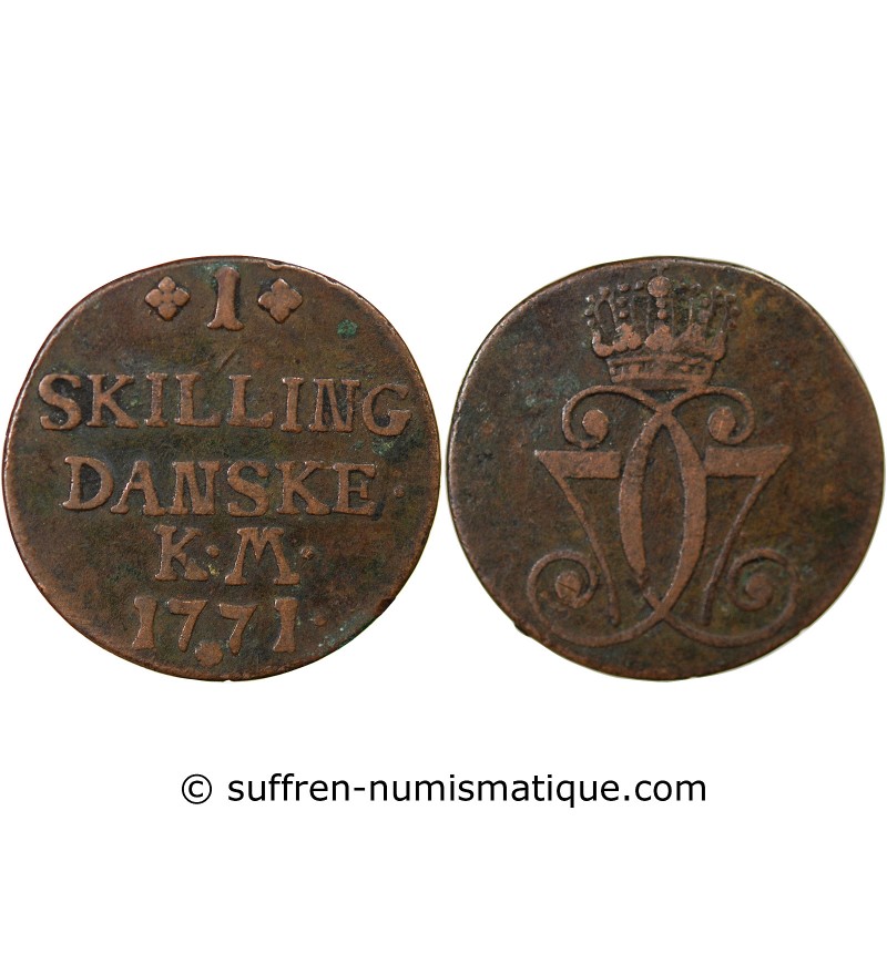 DANEMARK, CHRISTIAN VII - 1 SKILLING DANSKE 1771