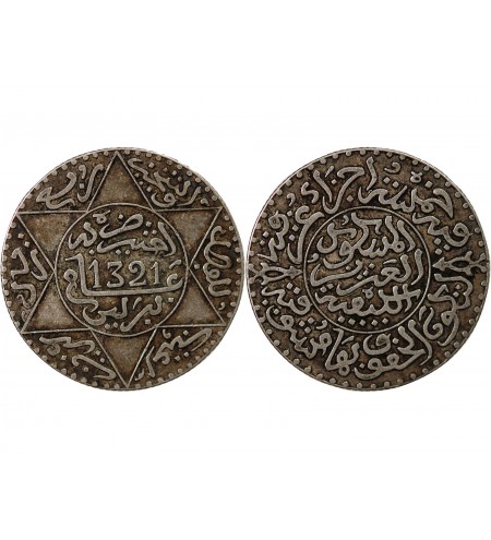 MAROC, ABD AL-AZIZ - 2 1/2 DIRHAMS ARGENT 1321 (1903)