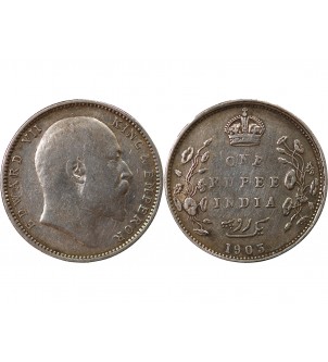 INDE, EDOUARD VII - RUPEE ARGENT 1903 2