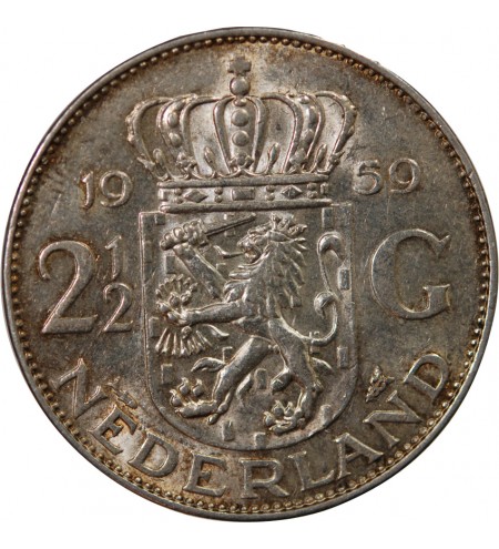 PAYS-BAS, JULIANA - 2 1/2 GULDEN ARGENT 1959