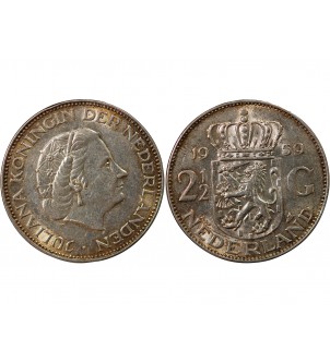 PAYS-BAS, JULIANA - 2 1/2 GULDEN ARGENT 1959 2