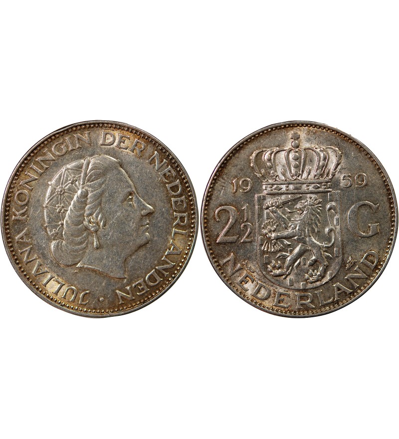 PAYS-BAS, JULIANA - 2 1/2 GULDEN ARGENT 1959