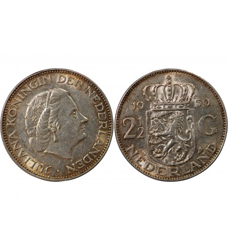 PAYS-BAS, JULIANA - 2 1/2 GULDEN ARGENT 1959