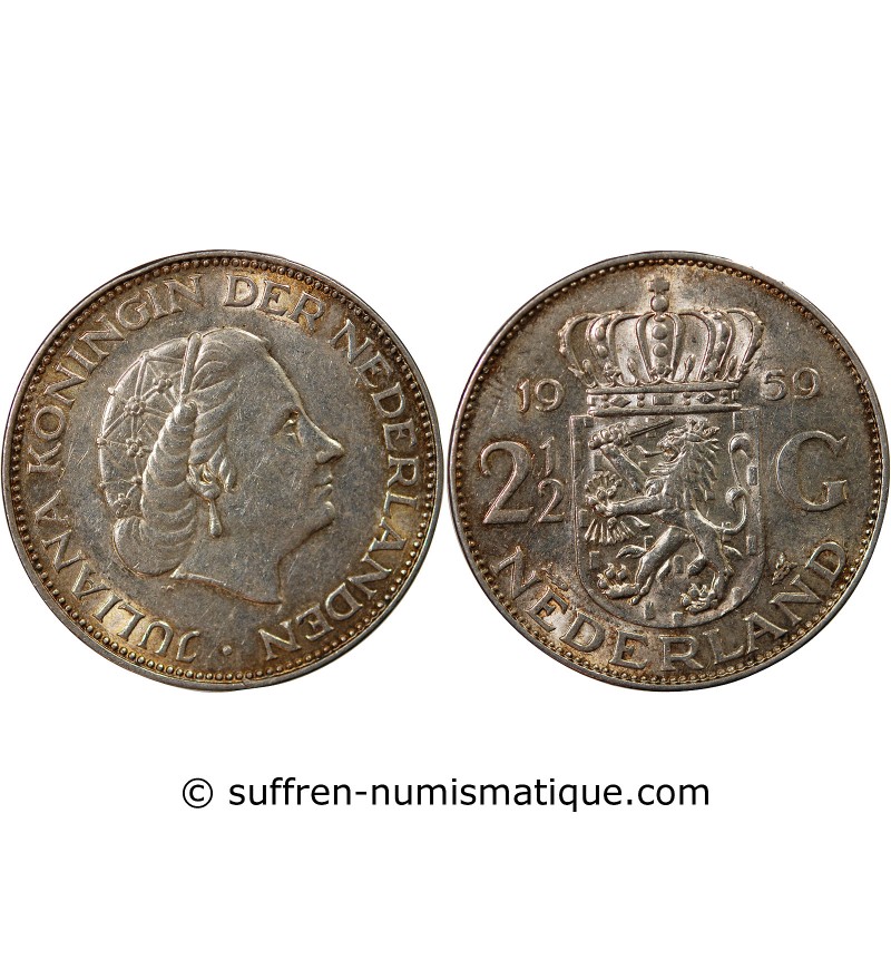 PAYS-BAS, JULIANA - 2 1/2 GULDEN ARGENT 1959