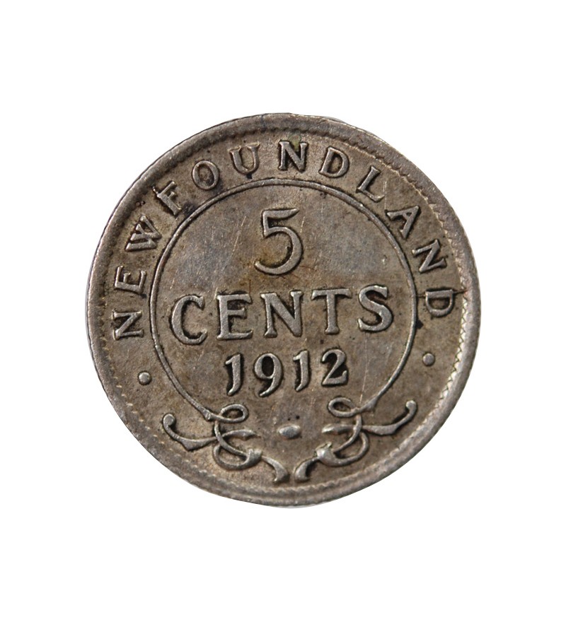 TERRE-NEUVE, GEORGES V - 5 CENTS ARGENT 1912