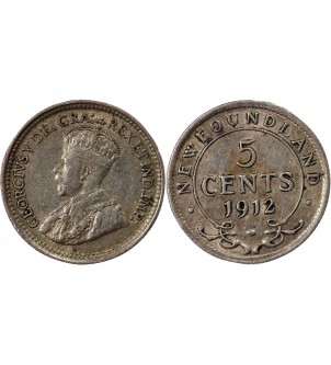 TERRE-NEUVE, GEORGES V - 5 CENTS ARGENT 1912 2