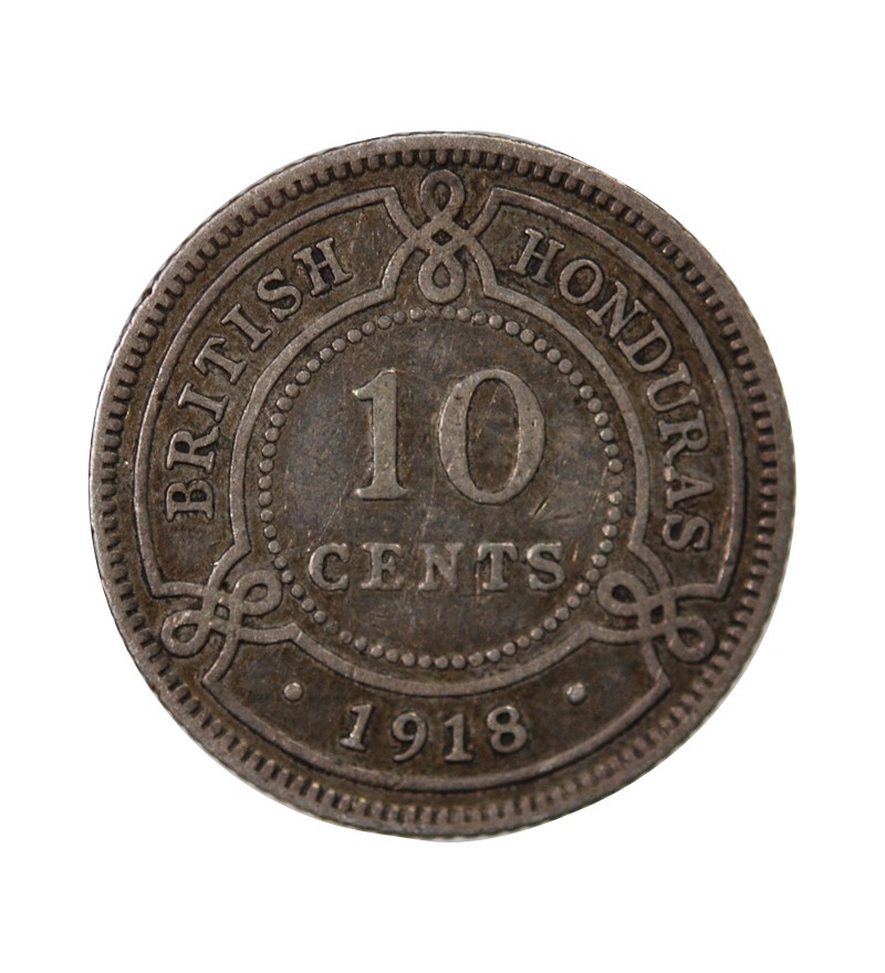 HONDURAS BRITANNIQUE, GEORGES V - 10 CENTS ARGENT 1918