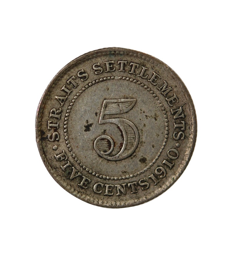 STRAITS SETTLEMENTS, EDOUARD VII - 5 CENTS ARGENT 1910