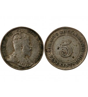 STRAITS SETTLEMENTS, EDOUARD VII - 5 CENTS ARGENT 1910 2